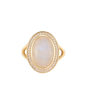 Adornia Fine Moonstone Halo Ring 14k gold vermeil