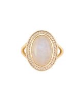 Adornia Fine Moonstone Halo Ring 14k gold vermeil