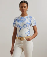 Lauren Ralph Women's Paisley Stretch Cotton Crewneck Tee