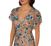 Adrianna Papell Women's Beaded Mesh Column Dress