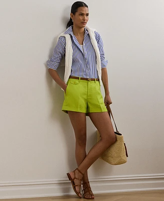 Lauren Ralph Women's Pleated Linen-Blend Twill Shorts
