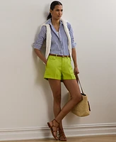 Lauren Ralph Women's Pleated Linen-Blend Twill Shorts