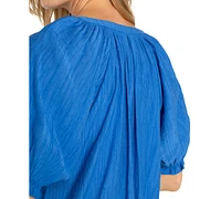 Liverpool Los Angeles Petite Textured Puffed-Sleeve Top