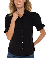 Liverpool Los Angeles Petite Puffed-Sleeve Blouse
