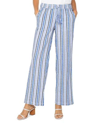 Liverpool Los Angeles Petite Striped Drawstring-Waist Pants