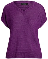 Lauren Ralph Lauren Women's Linen-Blend Short-Sleeve V-Neck Sweater