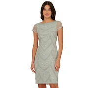 Adrianna Papell Women's Beaded Cap-Sleeve Sheath Dress