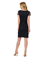 Adrianna Papell Women's Bead-Embellished Mesh Sheath Dress