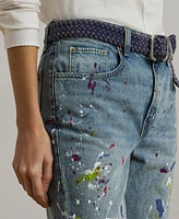 Lauren Ralph Women's Print Boyfriend Tapered Ankle Jeans