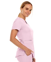 Medichic Plus Ruth 3-Pocket Multi Stitch V-Neck Scrub Top, Pewter, 3X Large