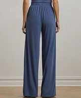 Lauren Ralph Women's Stretch Jersey Wide-Leg Drawcord Pants