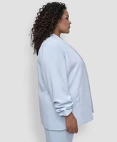 Dkny Plus Ruched-Sleeve Open-Front Blazer