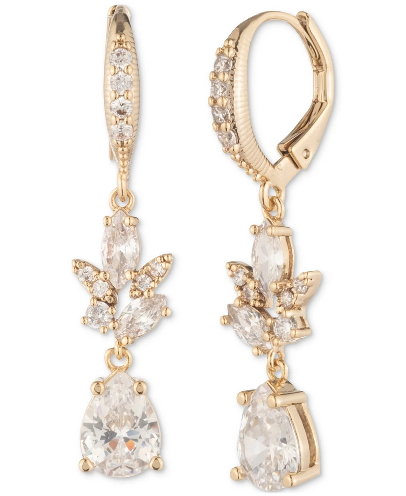 Givenchy Gold-Tone Cubic Zirconia Double Drop Earrings