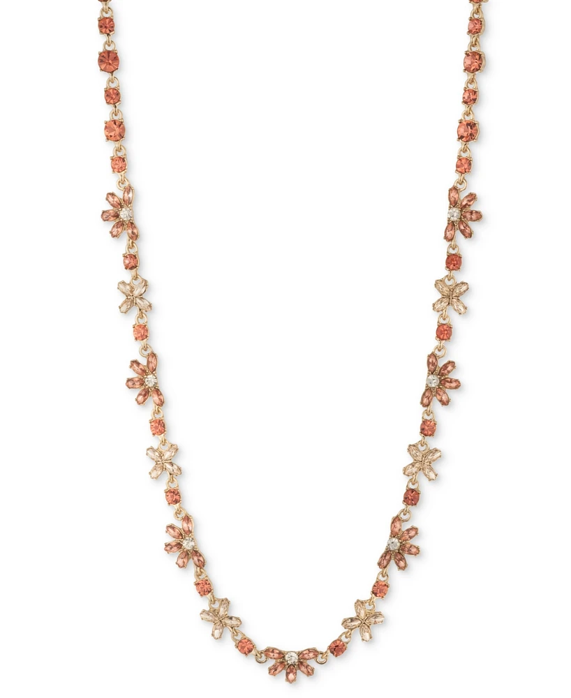 Givenchy Gold-Tone Crystal & Stone Flower All-Around Collar Necklace, 16" + 3" extender