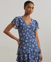 Lauren Ralph Women's Floral Georgette Drop-Waist Dress