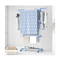 4-tier Folding Clothes Drying Rack with Rotatable Side Wings