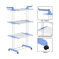 4-tier Folding Clothes Drying Rack with Rotatable Side Wings