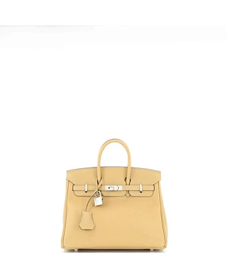 Pre-Owned Hermes Birkin 25 Handbag Light Swift with Palladium Hardware