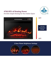 23" Electric Fireplace, 3DInfrared Black Fireplace Electric Insert Heater, with Ir Remote Control, Glass View, Adjustable Realistic Logs & Flames, Ind