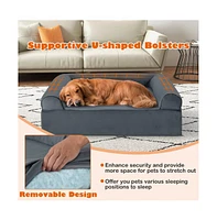 Orthopedic Dog Bed Memory Foam Pet Bed with Headrest for Large Dogs