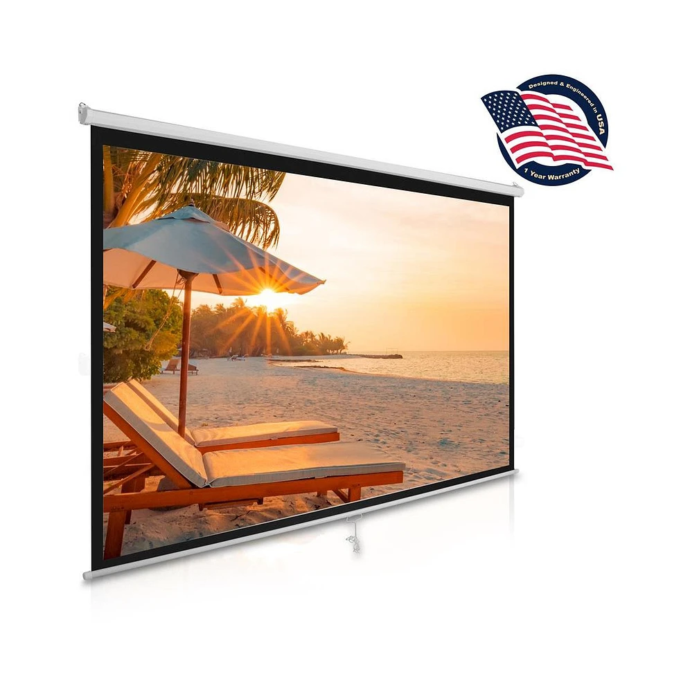 Pyle Universal 100-Inch Roll-Down Manual Projection Screen – Matte White (59.8" x 79.9")