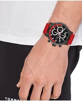 Tommy Hilfiger Men's Multifunction Red Silicone Strap Watch, 46mm