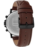 Tommy Hilfiger Men's Multifunction Dark Brown Leather Strap Watch, 44mm