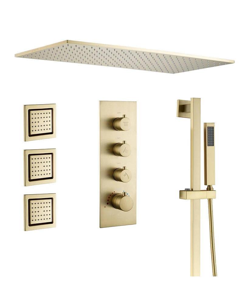 Casainc Ceiling-Mounted Thermostatic Shower System With Body Jets Handheld