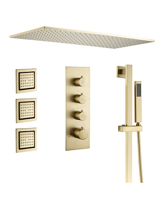 Casainc Ceiling-Mounted Thermostatic Shower System With Body Jets Handheld