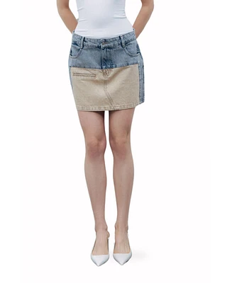 Nocturne Women's Washed Mini Denim Skirt