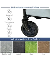 Outdoor Folding Wagon Cart with Adjustable Handle and Universal Wheels