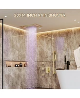 Casainc Led Light Pressure-balanced Valve Included All-In-One Kit With Rough In-Valve Thermostatic Shower System Body Jets