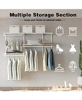 Custom Closet Organizer Kit 3 to 5 Feet Wall-Mounted Closet System with Hang Rod