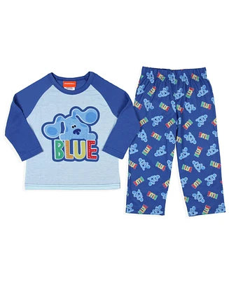 Blue's Clues Toddler Boys Nickelodeon Sleep Raglan Shirt Pant Pajama Set