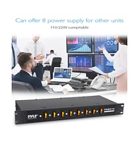Pyle 8 Outlet Rack Mount Power Supply Center with Individual Outlet Switches