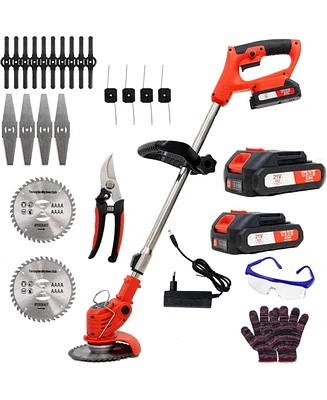 Outigo Cordless String Trimmer, Edger & Weed Trimmer, String Grass Trimmer with Attachment Capability Blades，2 x 21V Batteries, Charger）