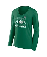 Fanatics Women's Kelly Green Philadelphia Eagles Super Bowl Lix Champions Retro Logo Long Sleeve V-Neck T-Shirt