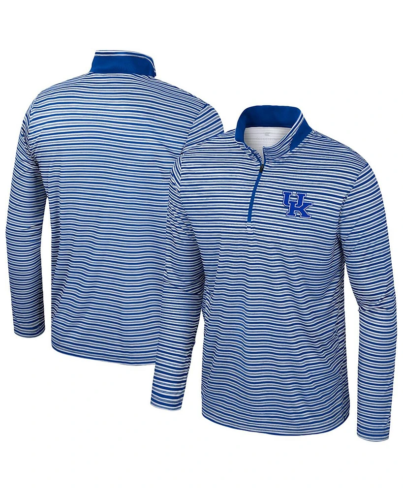 Colosseum Men's Royal Kentucky Wildcats Striped Quarter-Zip Sweatshirt