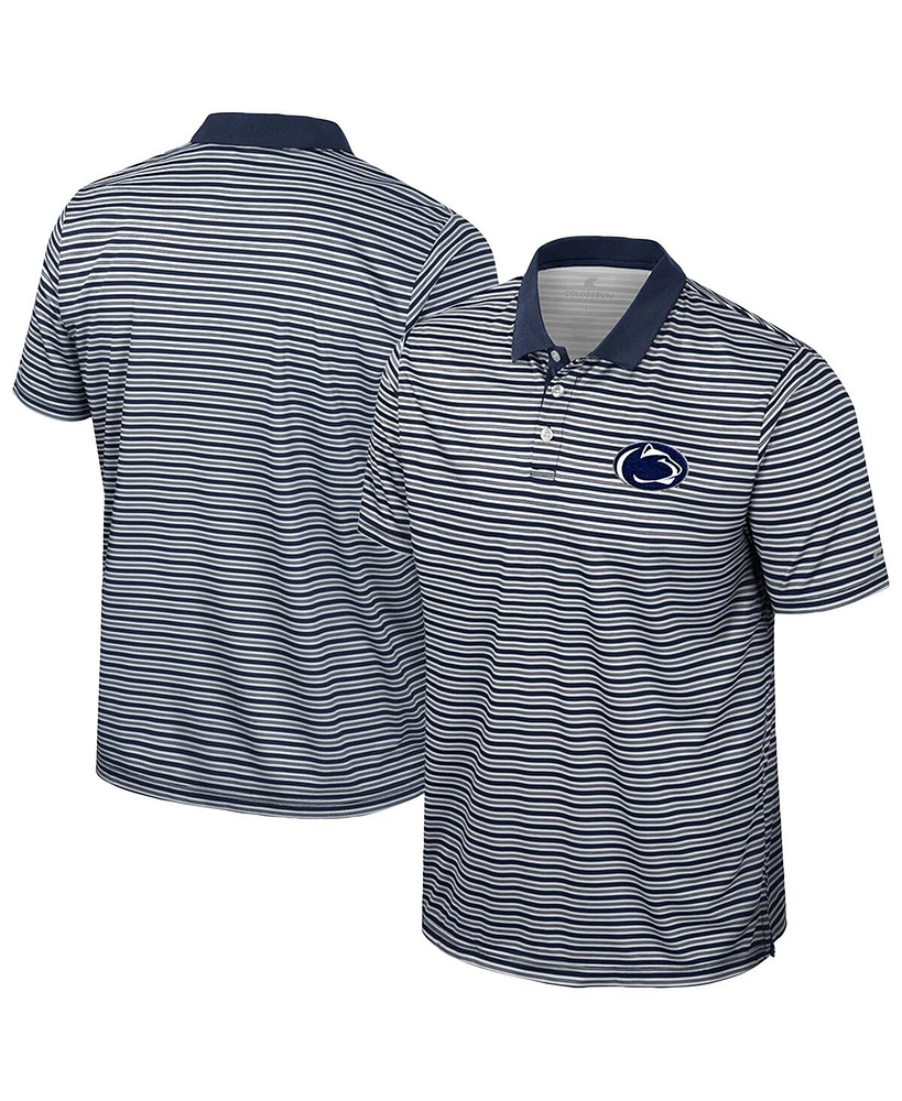 Colosseum Men's Navy Penn State Nittany Lions Striped Polo Shirt