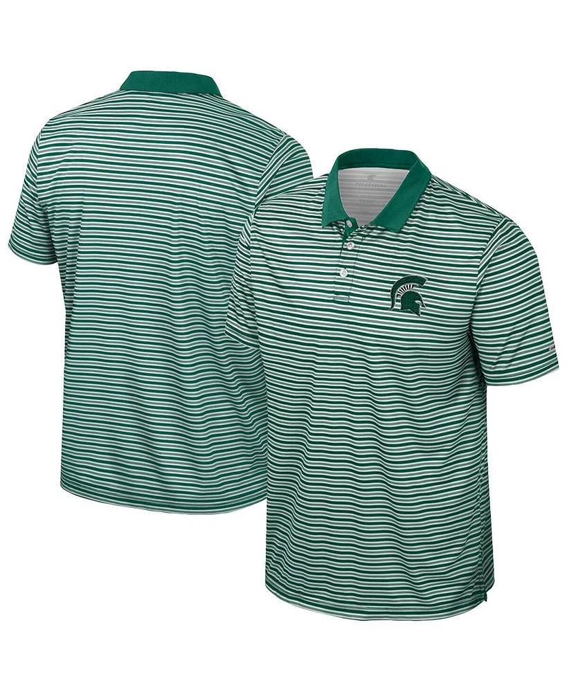 Colosseum Men's Green Michigan State Spartans Striped Polo Shirt