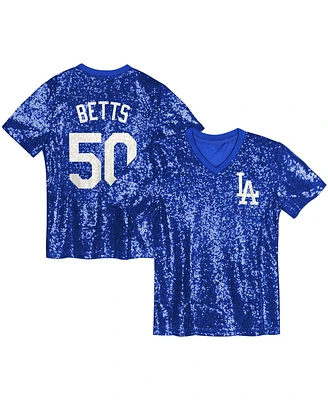 Outerstuff Juniors Mookie Betts Royal Los Angeles Dodgers Name Number Sequin V-Neck Top