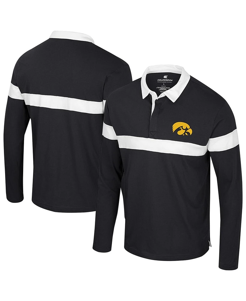 Colosseum Men's Black Iowa Hawkeyes Too Cool For School Long Sleeve Polo Shirt