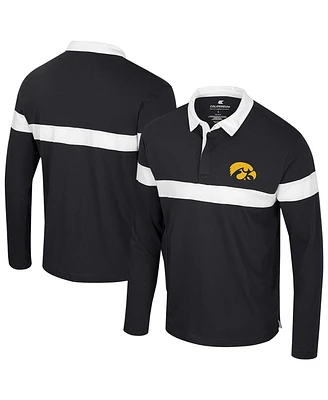 Colosseum Men's Black Iowa Hawkeyes Too Cool For School Long Sleeve Polo Shirt