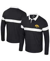 Colosseum Men's Black Iowa Hawkeyes Too Cool For School Long Sleeve Polo Shirt