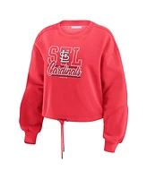 Wear by Erin Andrews Women's Red St. Louis Cardinals Washed Fleece Sweatshirt & Shorts Lounge Set