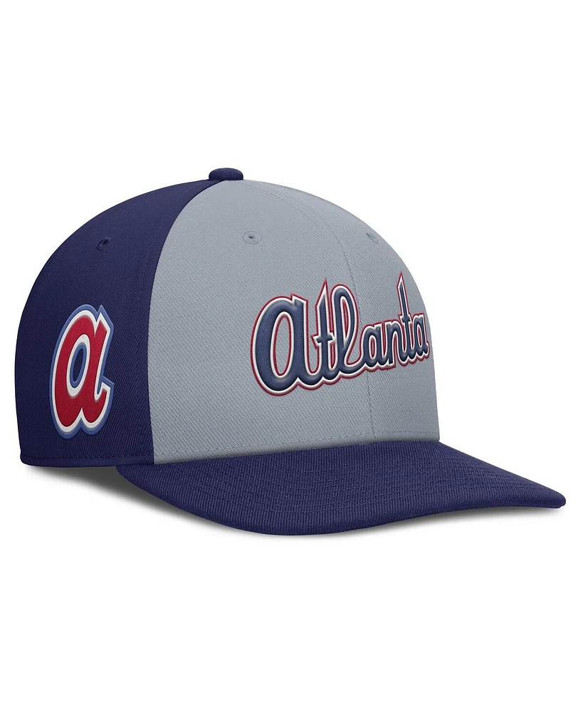 Nike Men's Gray/Royal Atlanta Braves Pro Performance Snapback Hat