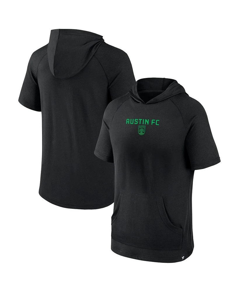 Fanatics Men's Black Austin Fc Match Raglan Short Sleeve Pullover Hoodie