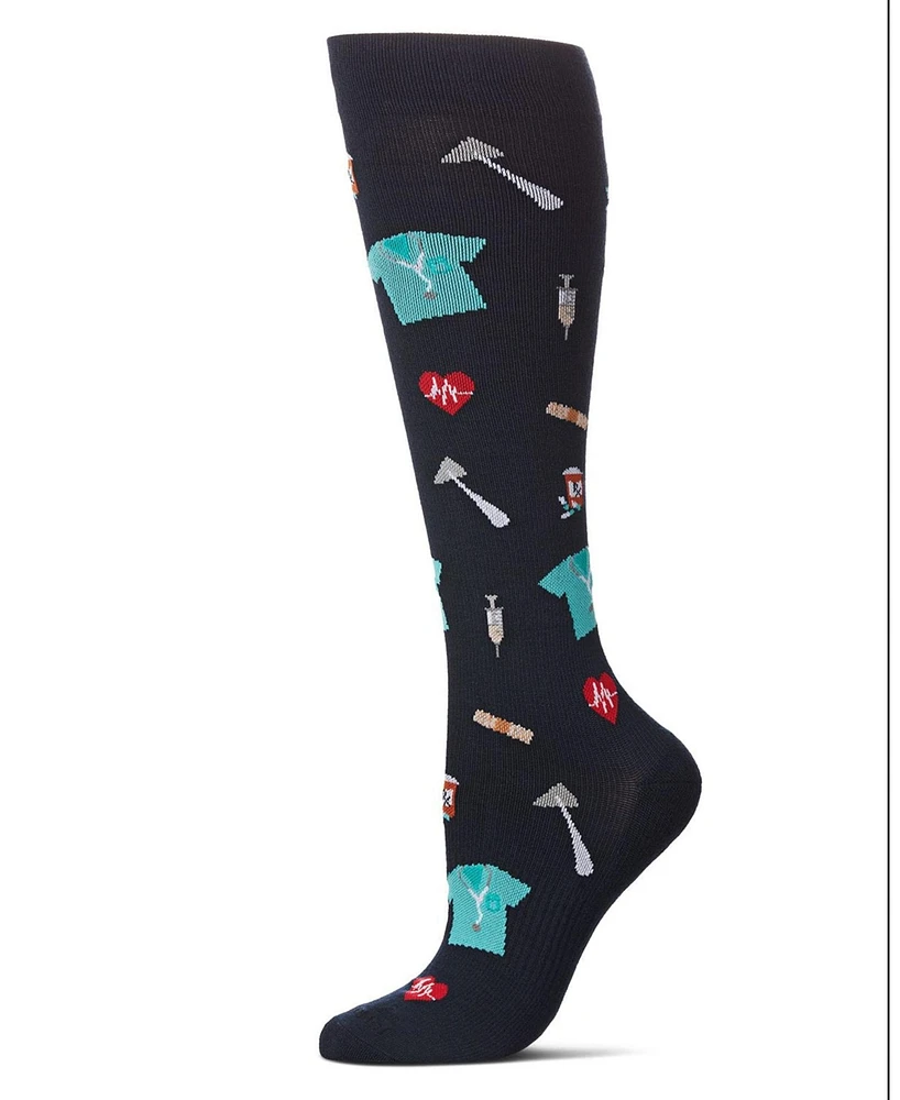 MeMoi Women's Medical Themed 8-15mmHg Graduated Compression Socks MFY08330