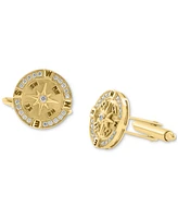 Effy Men's Diamond Compass Cufflinks (3/8 ct. t.w.) in 14k Gold-Plated Sterling Silver