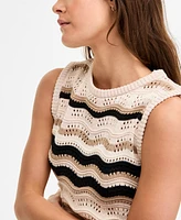 Democracy Women's Wavy Stripe Cotton Sweater Tank Top